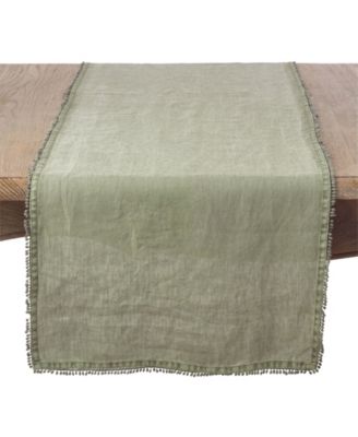 Pom Pom Design Linen Dining Room Table Runner