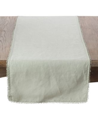 Pom Pom Design Linen Dining Room Table Runner