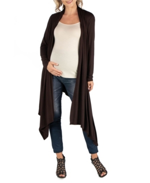 24Seven Comfort Apparel Long Sleeve Knee Length Open Maternity Cardigan