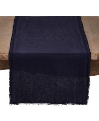 Pom Pom Design Linen Dining Room Table Runner