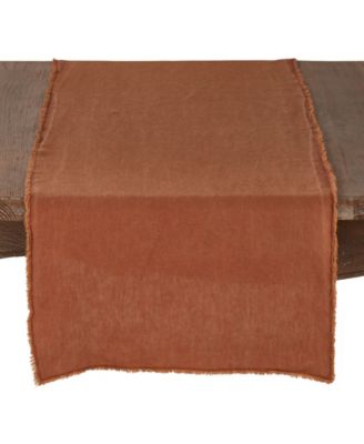 Fringed Linen Design Stone Washed Runner