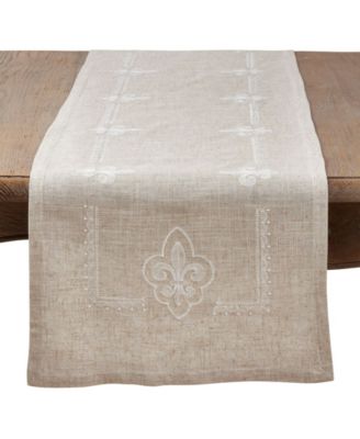 Embroidered Runner with Fleur-De-Lis Design
