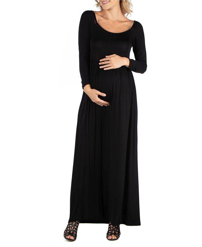 24seven Comfort Apparel Long Sleeve Pleated Maxi Maternity Dress - Macy's