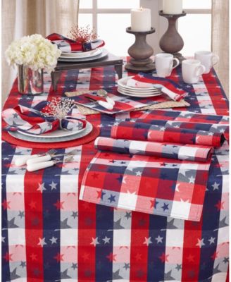 Stars And Checkered Table Runner,16”x72
