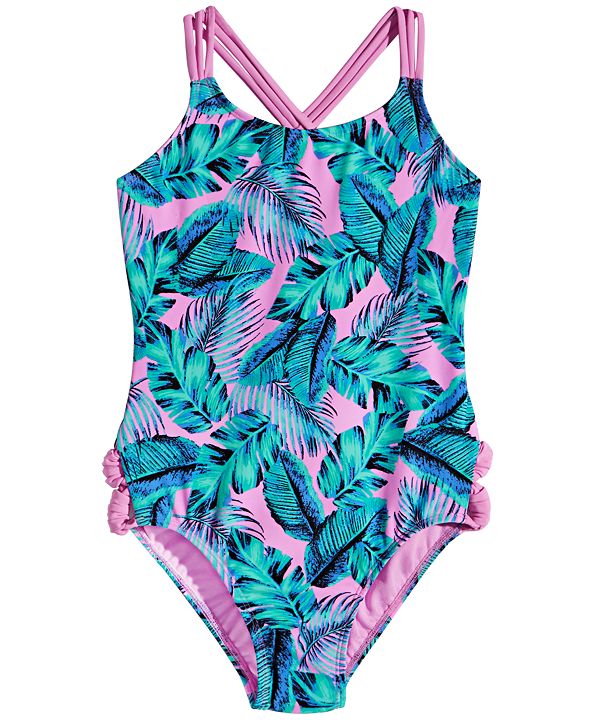 Glitter Beach Big Girls 1-Pc. Tropical-Print Swim Suit & Reviews ...