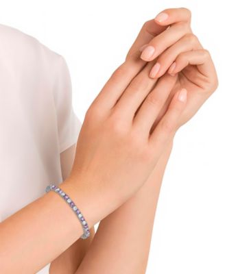 Simulated Cubic Zirconia Alternating Tennis Bracelet in Silver Plate