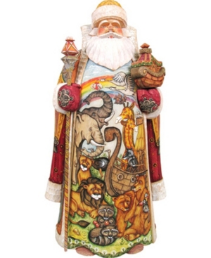 G.debrekht Woodcarved And Hand Painted Noah's Ark Devotion Santa Claus Figurine In Multi