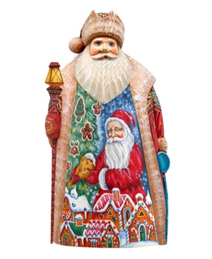 G.debrekht Woodcarved Gilding Light Santa Figurine In Multi