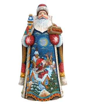 G.debrekht Woodcarved And Hand Painted Special Delivery Santa Claus Figurine In Multi