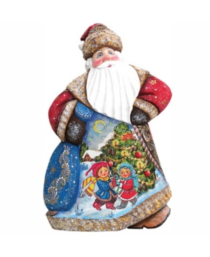 G.debrekht Woodcarved And Hand Painted Trim A Tree Dancing Santa Figurine In Multi