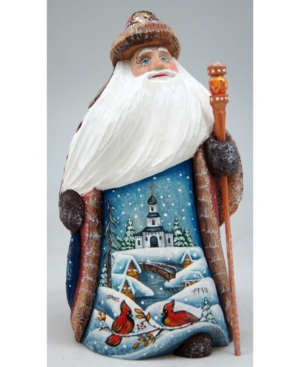 G.debrekht Woodcarved And Hand Painted Winter House Santa Figurine In Multi