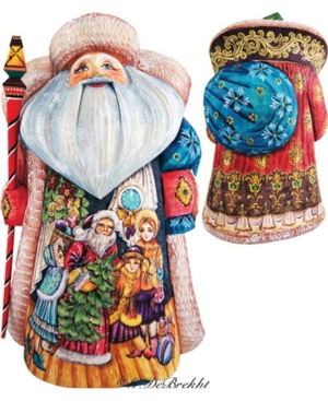 G.debrekht Woodcarved And Hand Painted Magic Night Father Frost Santa Figurine In Multi