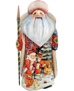 G.debrekht Woodcarved And Hand Painted Deer Friend Father Frost Santa Claus Figurine In Multi