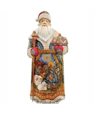 G.debrekht Woodcarved And Hand Painted Nativity Hand Painted Santa Claus Figurine In Multi
