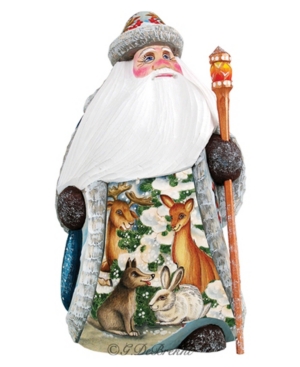 G.debrekht Woodcarved And Hand Painted Forest Gathering Santa Figurine In Multi