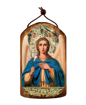 G.debrekht Saint Gabriel The Archangel Wooden Greek Christian Orthodox Icon Ornament In Multi