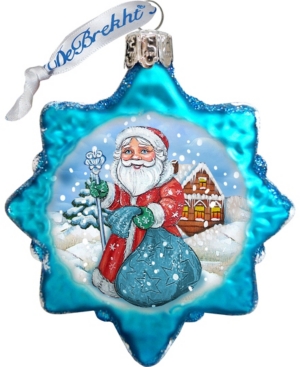 GDeBrekht Santa with Blue Bag Glass Ornament