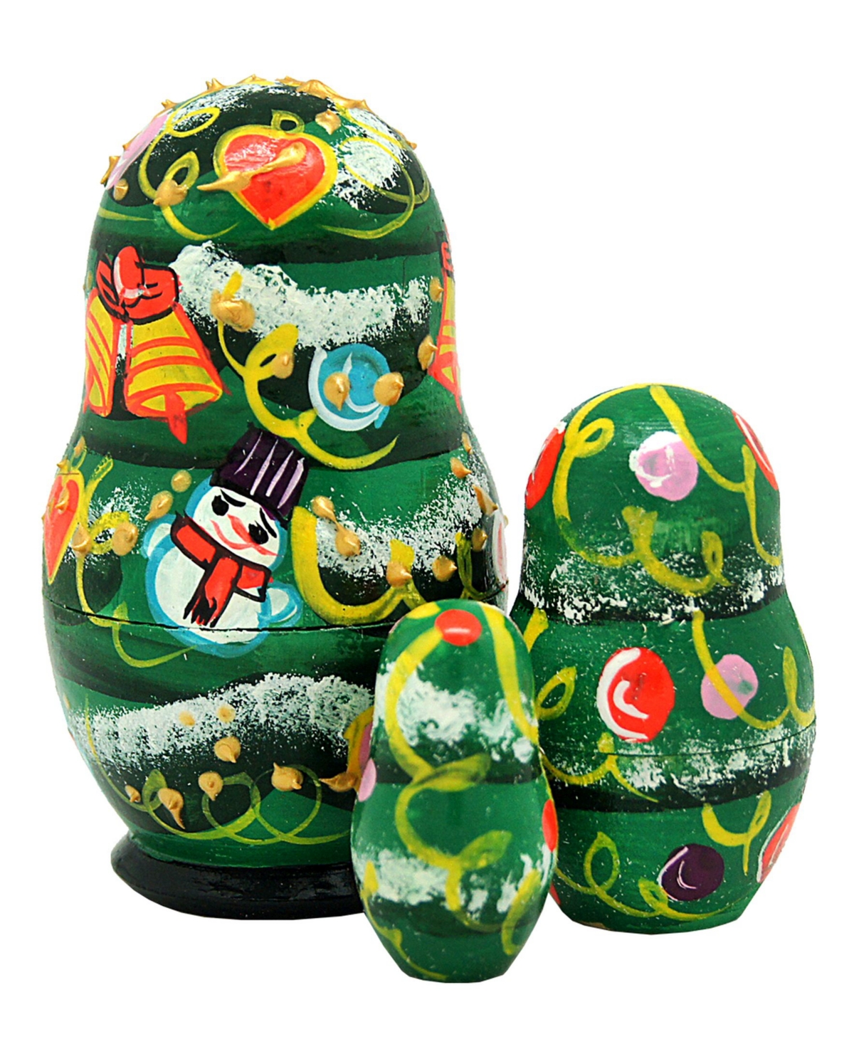 Christmas Tree 3-Piece Russian Matryoshka Nested Dolls Set - Multi