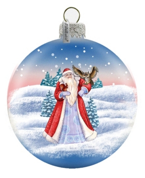 G.debrekht Santa With Owl Glass Ornament In Multi