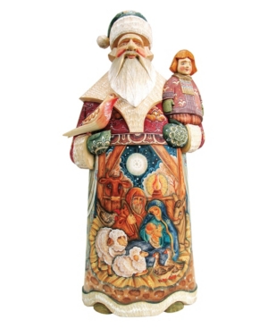 G.debrekht Woodcarved And Hand Painted Nativity Santa Claus Figurine In Multi
