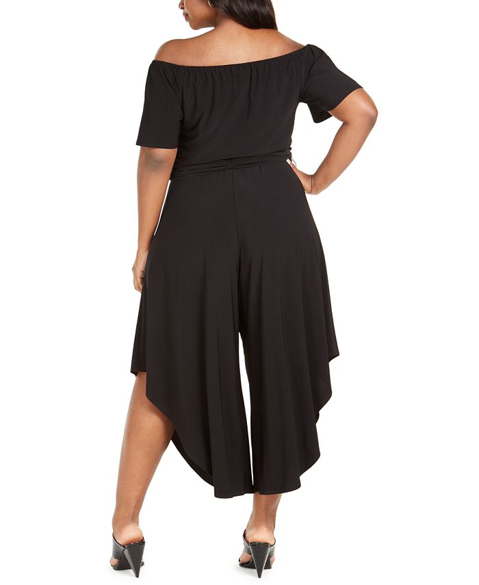 MSK Plus Size Off-The-Shoulder Asymmetrical Jumpsuit & Reviews - Dresses - Plus Sizes - Macy's
