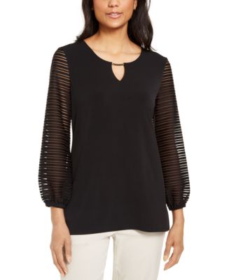 JM Collection Puff-Sleeve Top, Created for Macy's & Reviews - Tops ...