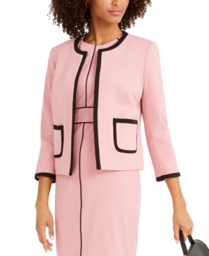 Nine West Contrast-Piping Jewel-Neck Jacket