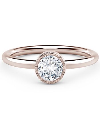 De Beers Forevermark - Diamond (1/3 ct. t.w.) Ring with Mill-Grain in 18k Yellow, White and Rose Gold