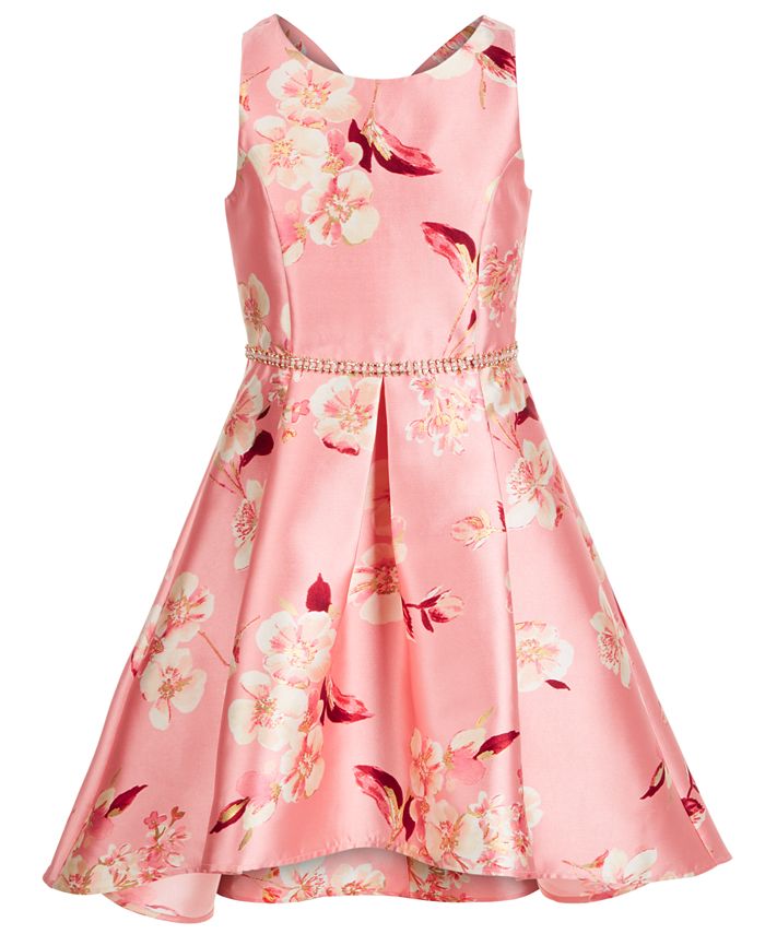 Pink & Violet Big Girls Floral-Print High-Low Mikado Dress - Macy's