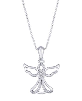Cubic Zirconia Angel Pendant Necklace in Silver Plate - Macy's