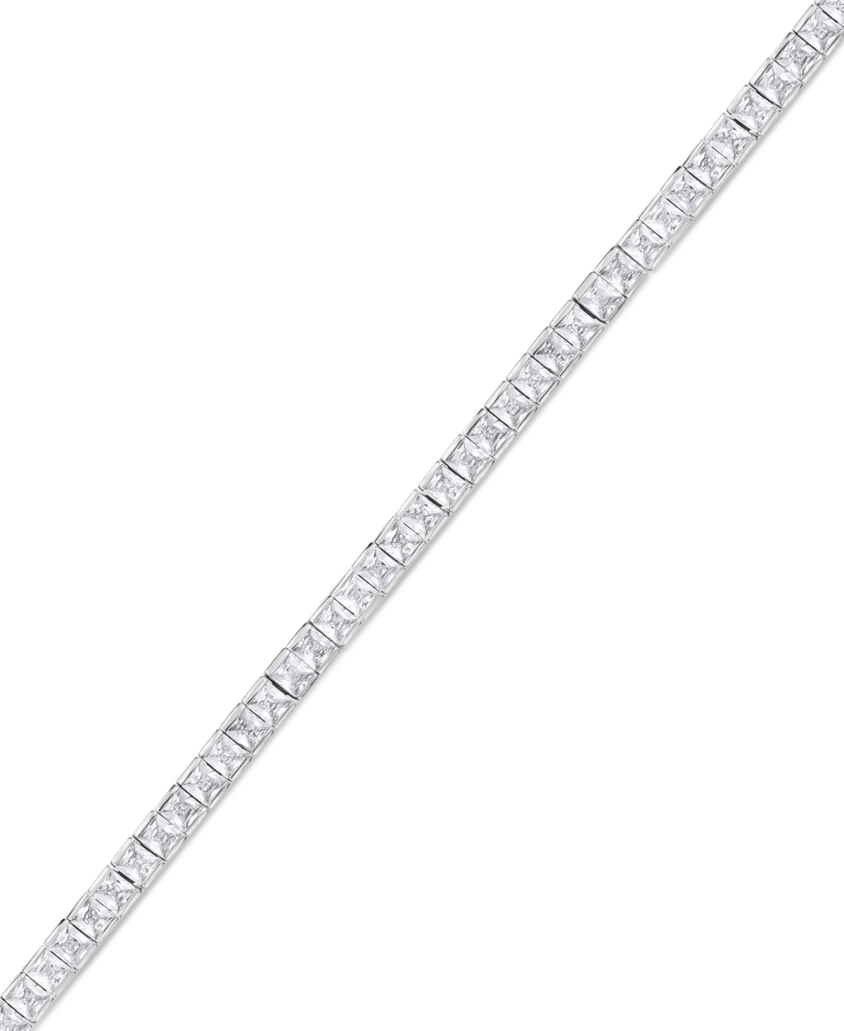 Cubic Zirconia Rounds Line Bracelet Plate - Silver