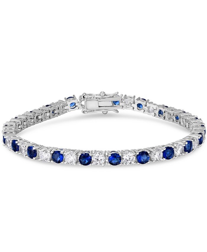 Macy's Simulated Cubic Zirconia Alternating Line Bracelet in Silver ...