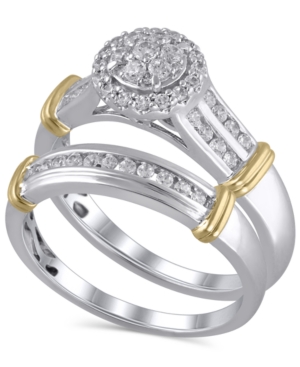 image of Certified Diamond (1/2 ct. t.w.) Bridal Set in 14K White and Yellow Gold