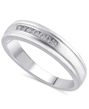 image of Men-s Certified Diamond (1/8 ct. t.w.) Ring in 14K White Gold