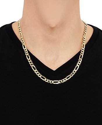 Necklace 18k Yellow Gold Filled Solid Unisex Statement Figaro 3x1 Chain 55cm 22" 