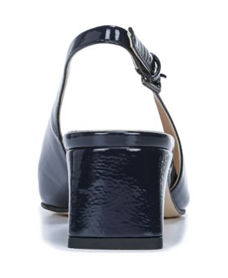 Women's Racer Pointed Toe Block Heel Slingback Pumps