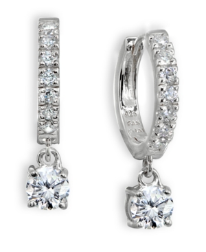 GIANI BERNINI CUBIC ZIRCONIA DANGLE DROP HUGGIE HOOP EARRING IN STERLING SILVER OR 18K GOLD OVER SILVER (ALSO AVAI