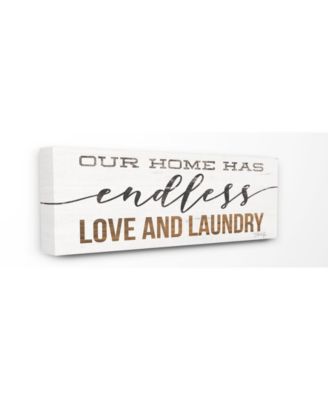 Our Home Has Endless Love and Laundry Rustic White Wood Look Sign, 10" L x 24" H