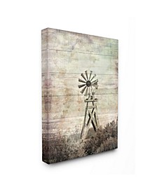 Distressed Silent Windmill Photography with Rustic Planked Wood Look, 24" L x 30" H