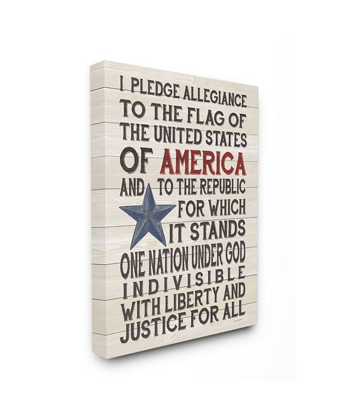 13 x 19 Stupell Industries Pledge of Allegiance with American Flag Background Wall Plaque Design by Artist Jo Moulton 