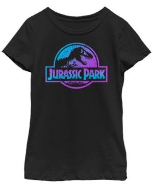 Fifth Sun Jurassic Park Big Girl's Blue Purple Fossil Logo Short Sleeve T-Shirt