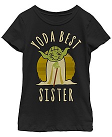 Star Wars Big Girl's Yoda Best Sister Cartoon Yoda Short Sleeve T-Shirt