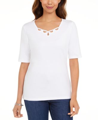 Karen Scott Cotton Elbow Sleeve Top Created for Macy s Macy s