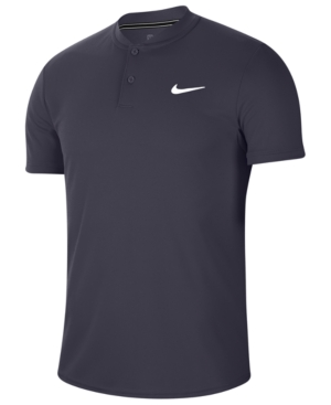 Nike Men's Court Dry Blade-collar Tennis Polo In Gridiron/white