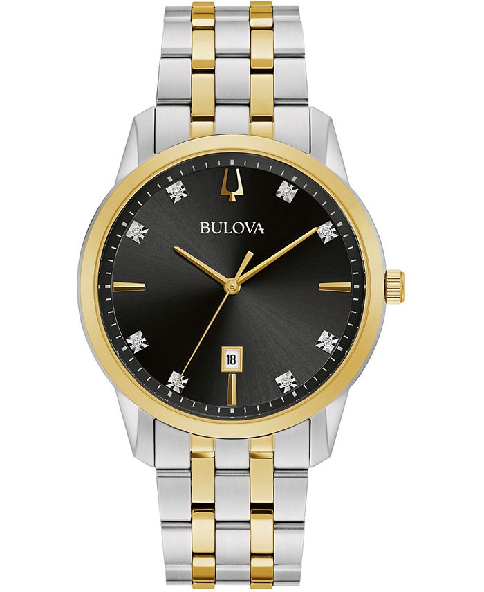 Bulova - Men's Sutton Diamond-Accent Two-Tone Stainless Steel Bracelet Watch 40mm