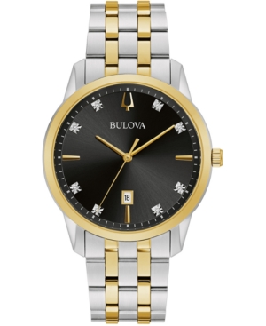 Shop Bulova Men's Sutton Diamond-accent Two-tone Stainless Steel Bracelet Watch 40mm In Two Tone