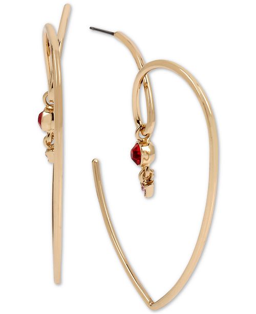 Bcbgeneration Large Gold Tone Crystal Abstract Heart Open Hoop