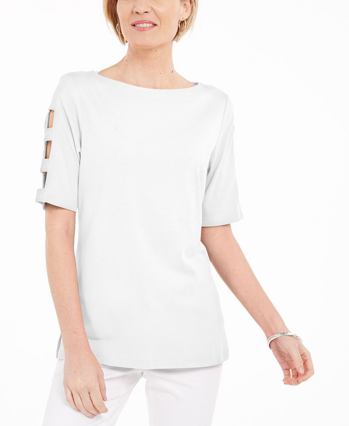 Karen Scott Cotton Cutout-Sleeve Dress, Created for Macy's - Macy's