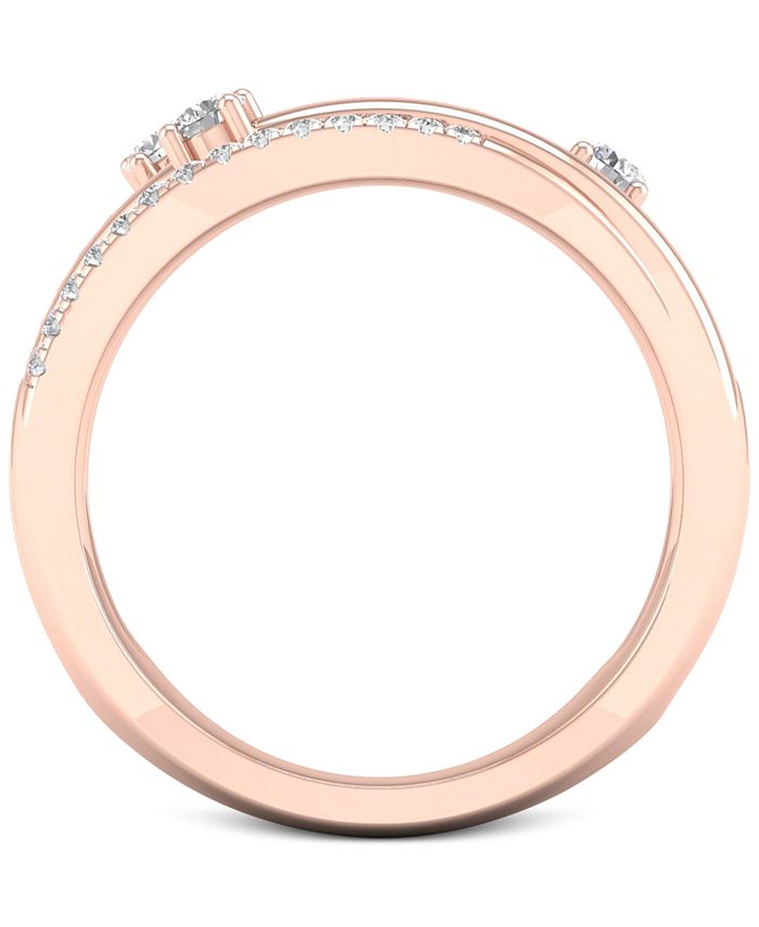 Macy's Diamond Multi-Row Crossover Statement Ring (1/3 ct. t.w.) in 10k ...
