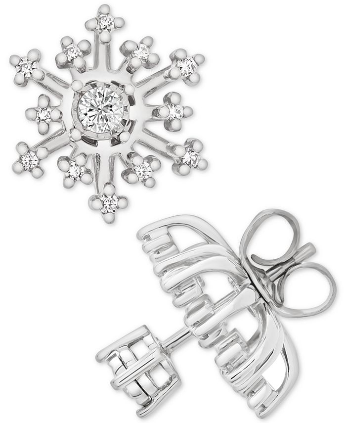 Macy's Diamond Snowflake Earring Jackets (1/6 ct. t.w.) in 14k White Gold & Reviews Earrings